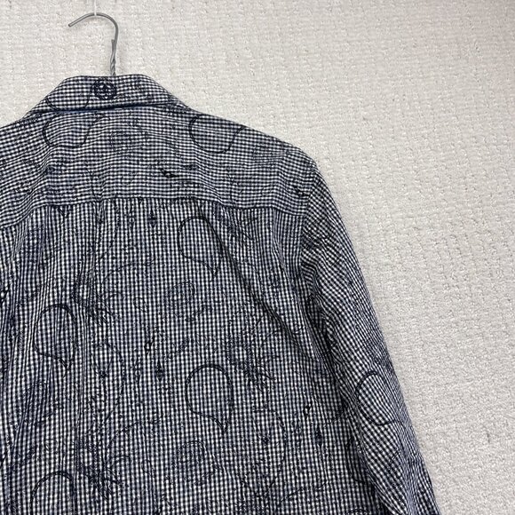 Mens Au Noir Gingham Abstract Doodle Paisley Button-up dress shirt Men Size 3 - Picture 14 of 14